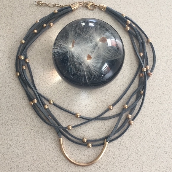 Bundle of Gray Suede choker Necklace & Earrings - Picture 3 of 3